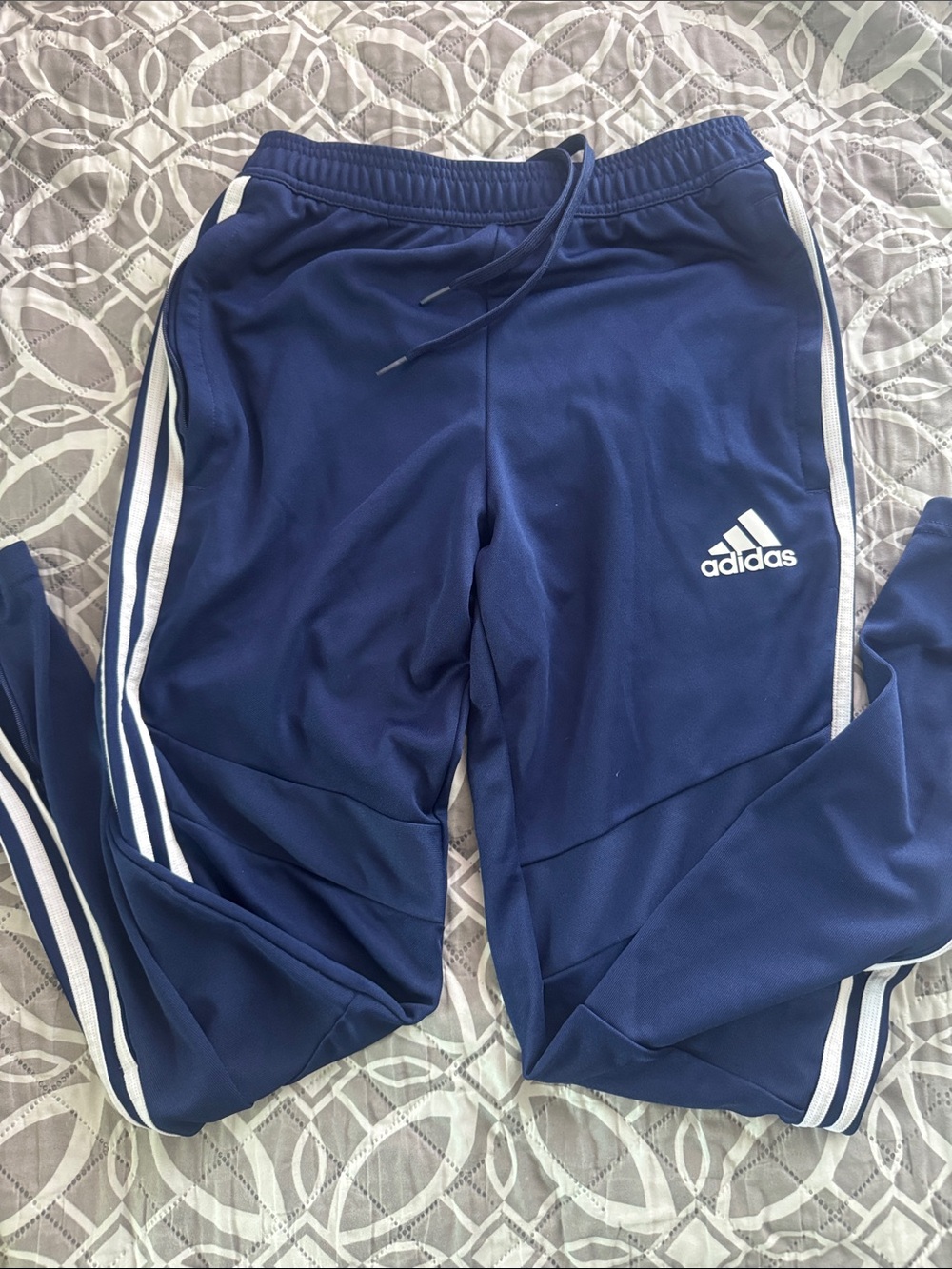 adidas Tiro Soccer Navy Jogger Sweatpants with White Stripes